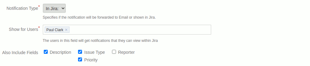 Project watcher details for an In Jira notification