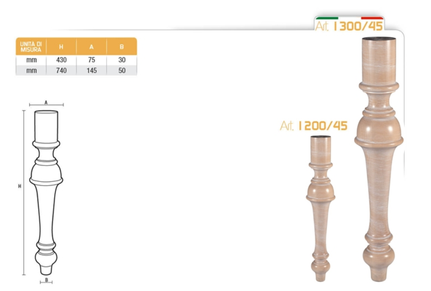 Medinė stalo koja - 45
