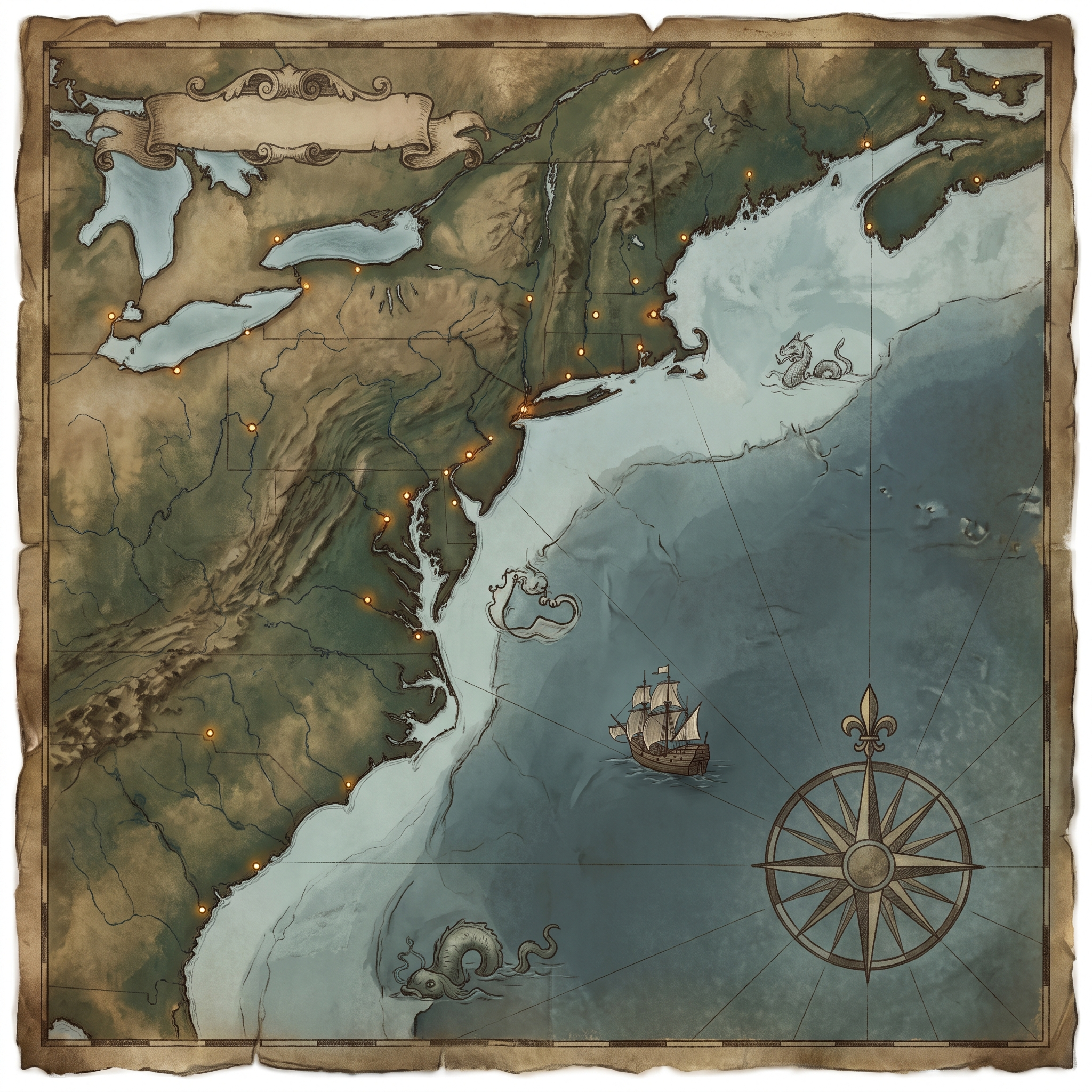 The 13 Colonies Clickable Map illustration
