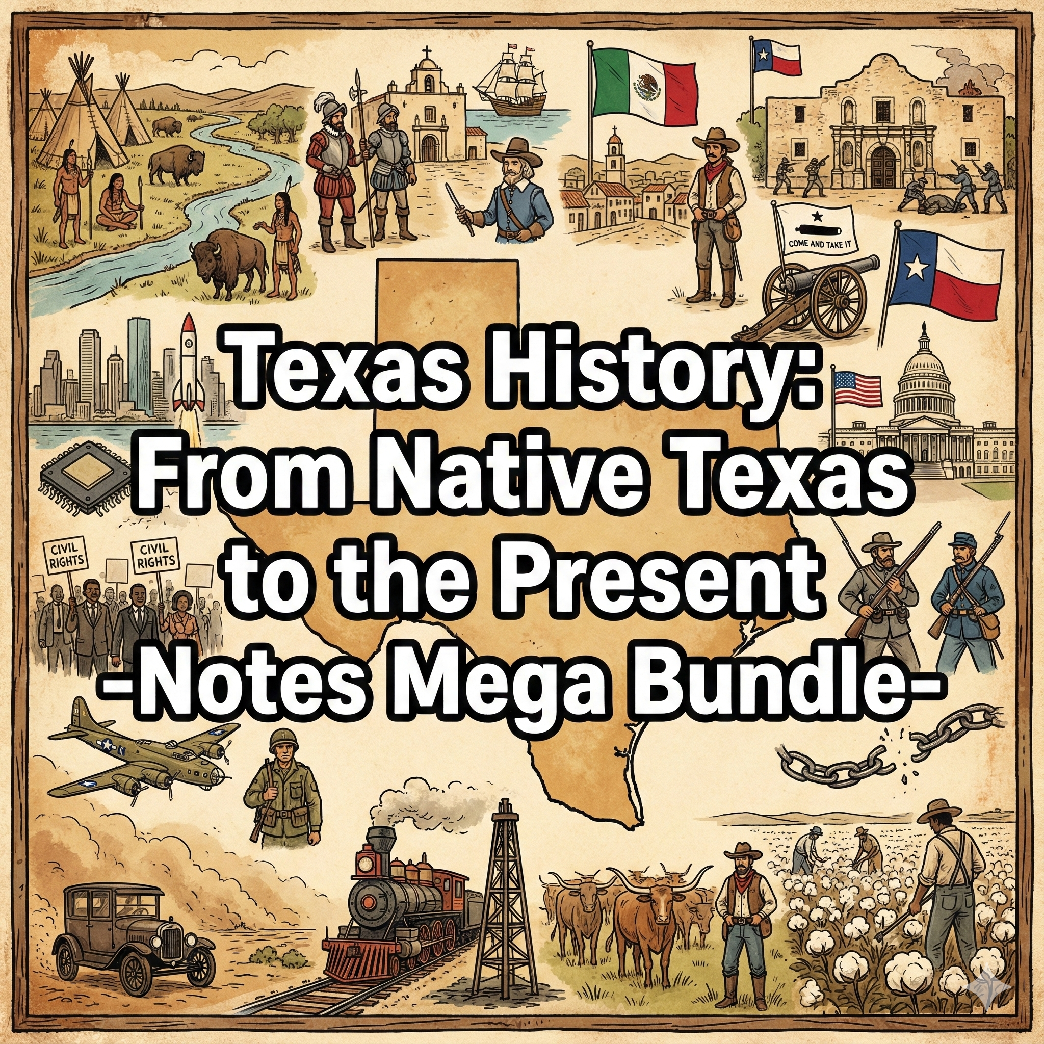 Texas History: Notes Mega Bundle Texas History From Native Texas to Present