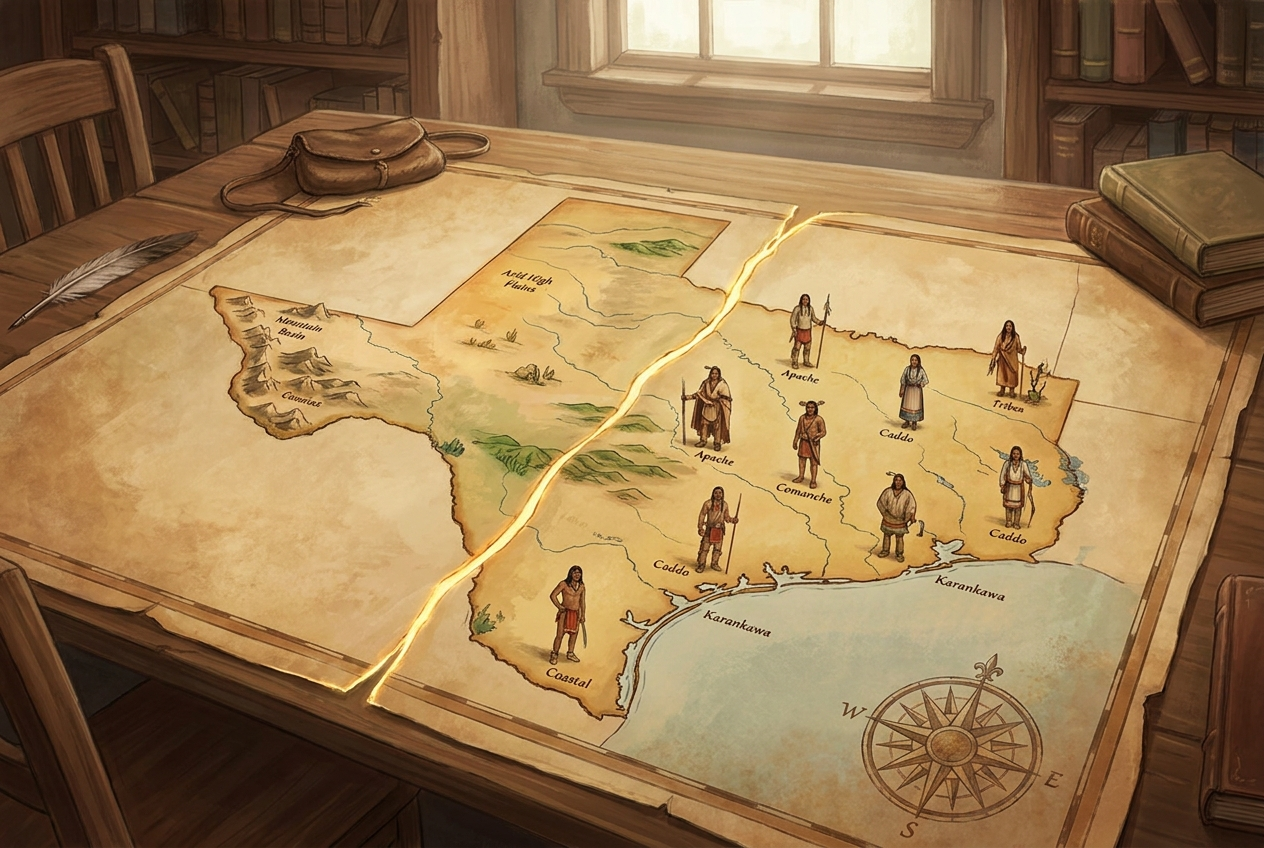 Texas Geography & Native Peoples Map