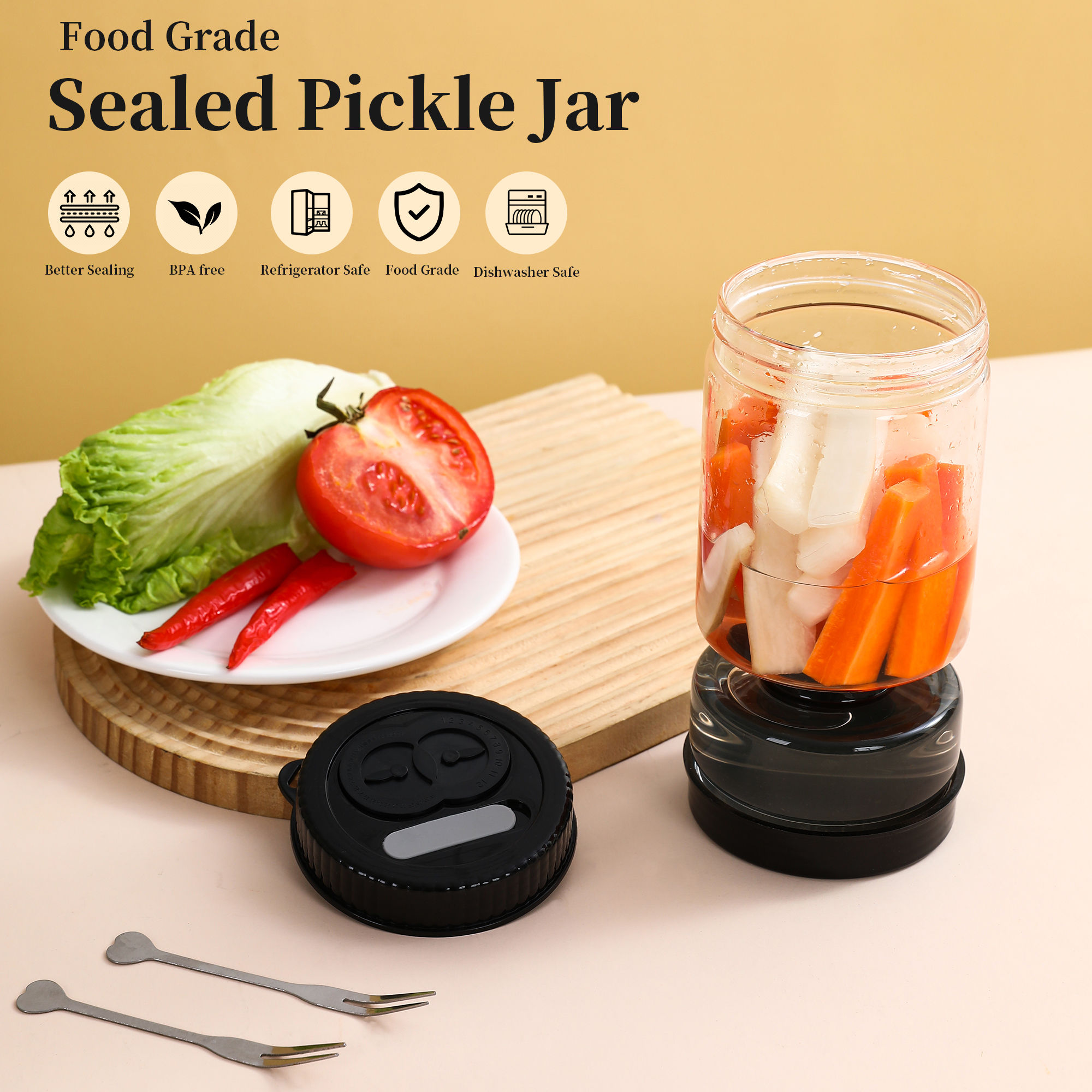 Glass Olive and Pickle Strainer Jar Olive Container Hourglass Jar with Strainer