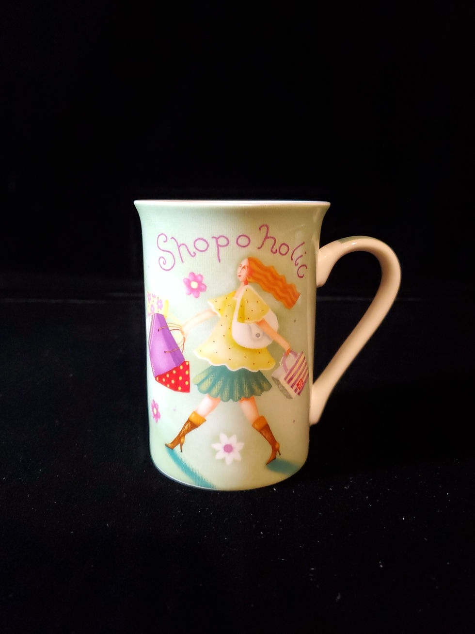 Thumbnail: Kent Pottery "Shopoholic" Mug. 4.25" Tall Porcelain 