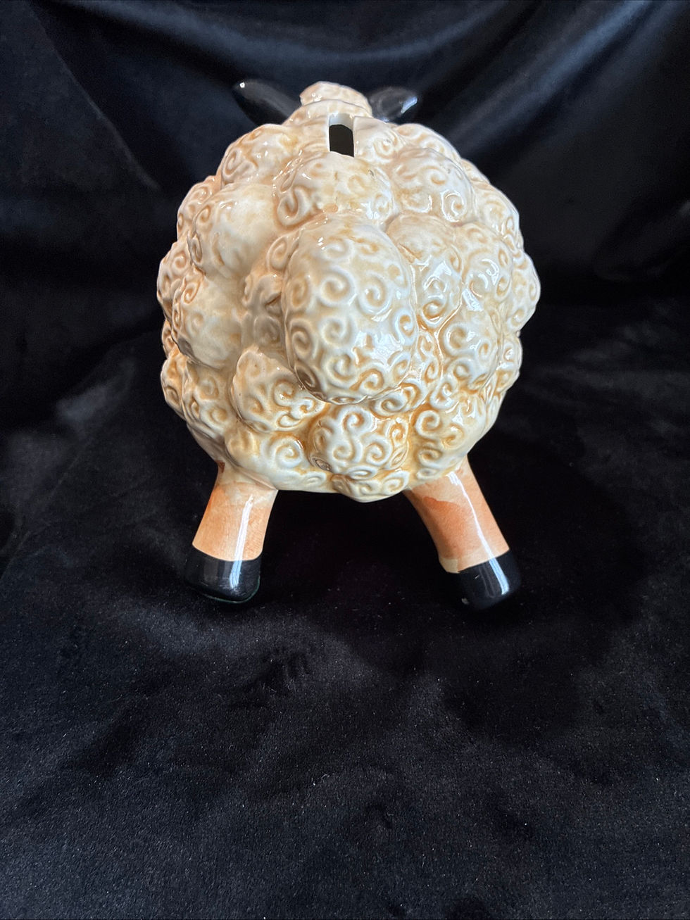 Thumbnail: Whimsical Ceramic Sheep Piggy Bank4.5" Tall X 8" Long