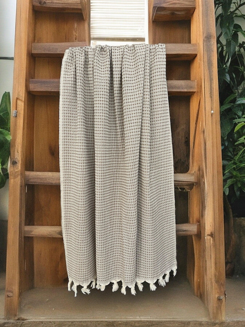 Thumbnail: Lidya 100% Cotton Handwoven Waffle Towel Set with Free Carry Bag