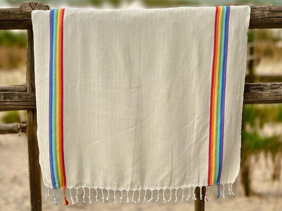 Thumbnail: Rainbow 100% cotton lightweight beach and bath towel, easy to carry. Perfect ...