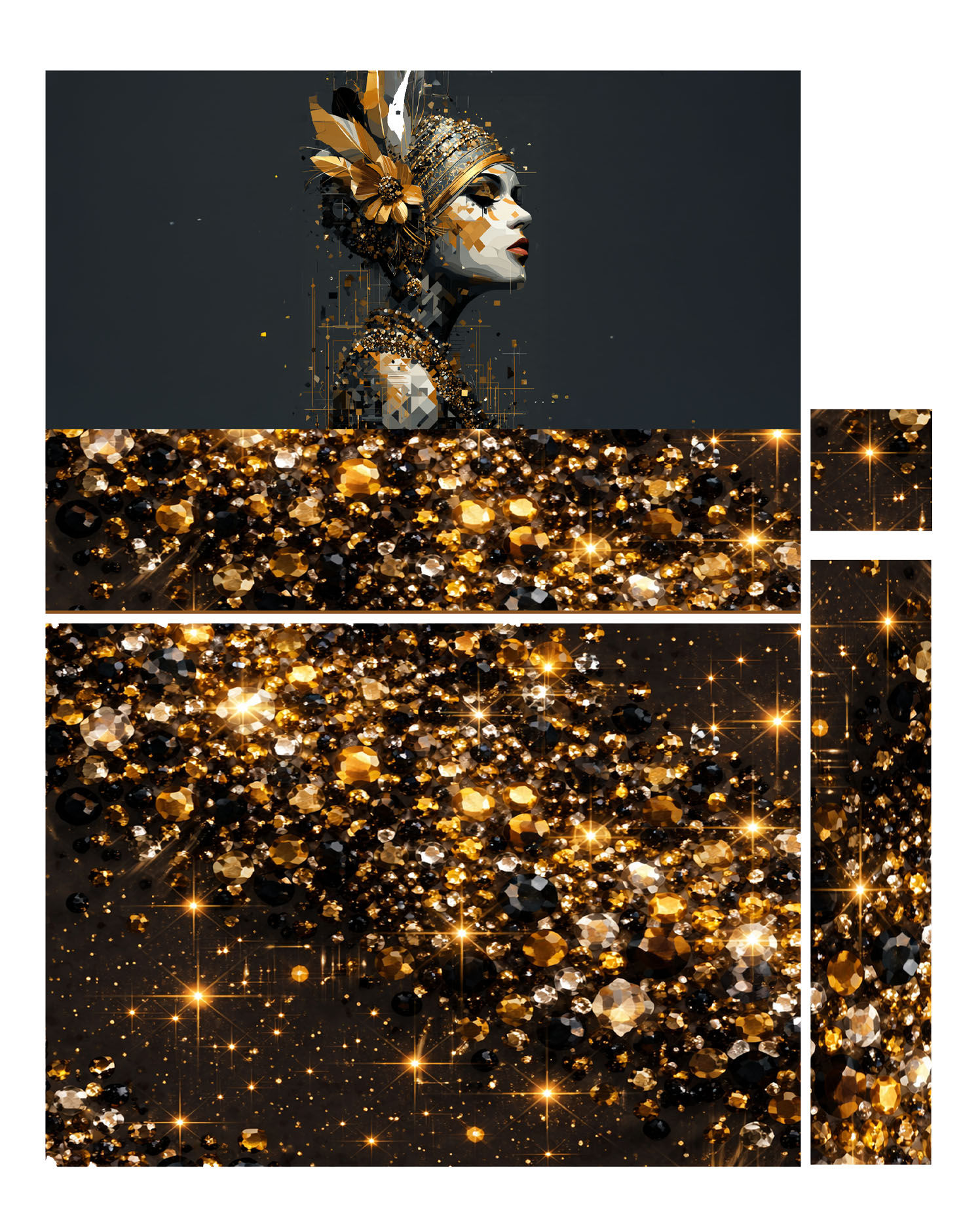 Kit pochette à coudre en simili cuir grainé noir et or