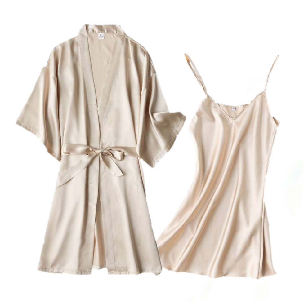 Thumbnail: Floral Personalised Embroidered Satin Bridal robe