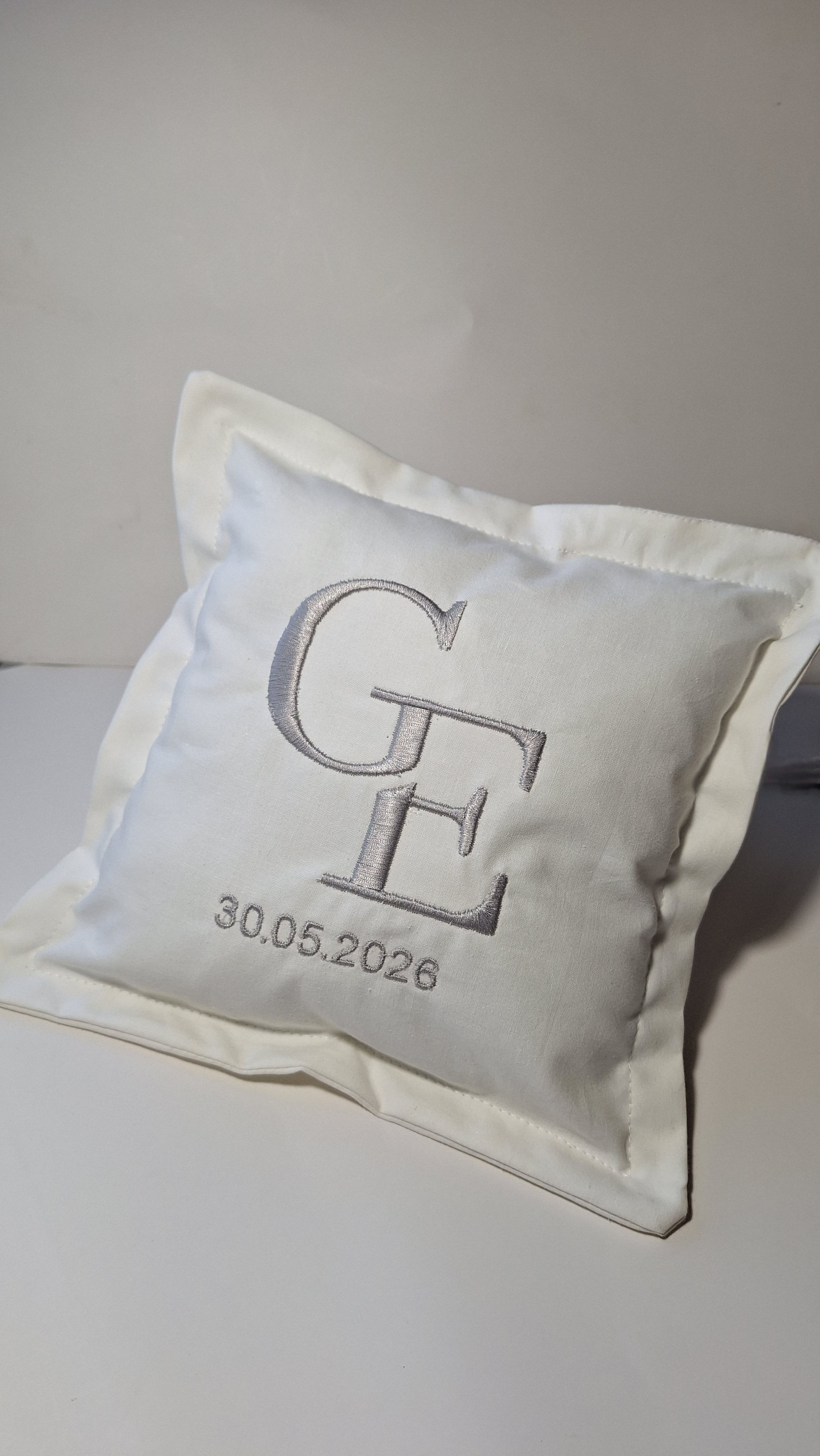 Personalised ring/stefana pillow for wedding