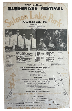 Tenth Annual Bluegrass Festival, Aug 29, 30, 31, 1986 (flyer)