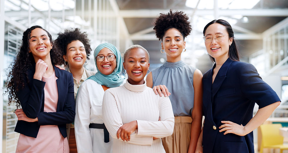 Women, diversity and empowerment, portrait of team in HR department at creative marketing