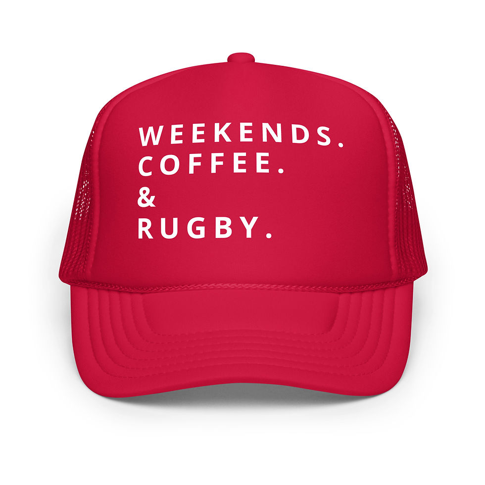 Thumbnail: Weekends Coffee & RUGBY dark Foam trucker hat