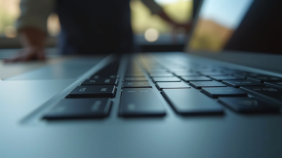 Close-up view of a MacBook keyboard with a clean screen