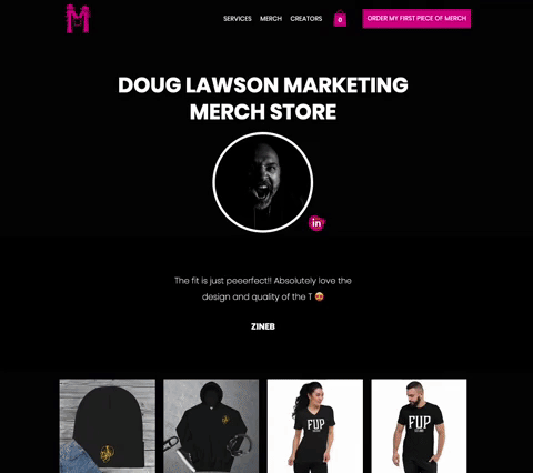 Creator merch page