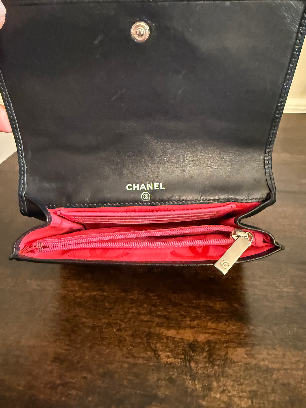 Thumbnail: Chanel Lambskin Black Wallet coa (inc)