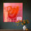 Thumbnail: Abstract red and coral painting Love Is Passion 2 in room by Mila Iloria, detail of textured layers.