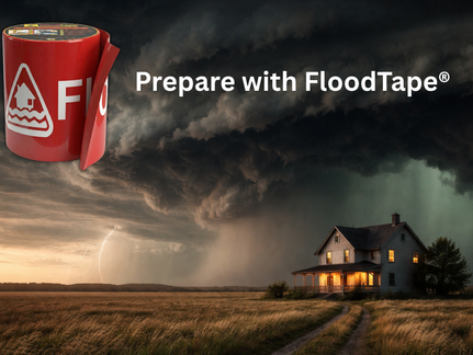 Apply flood damage cost vs prevention barrier tape to door frame before storm