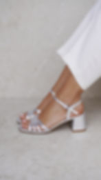 CAROLA Argento | Sandali argentati tacco largo 6 cm