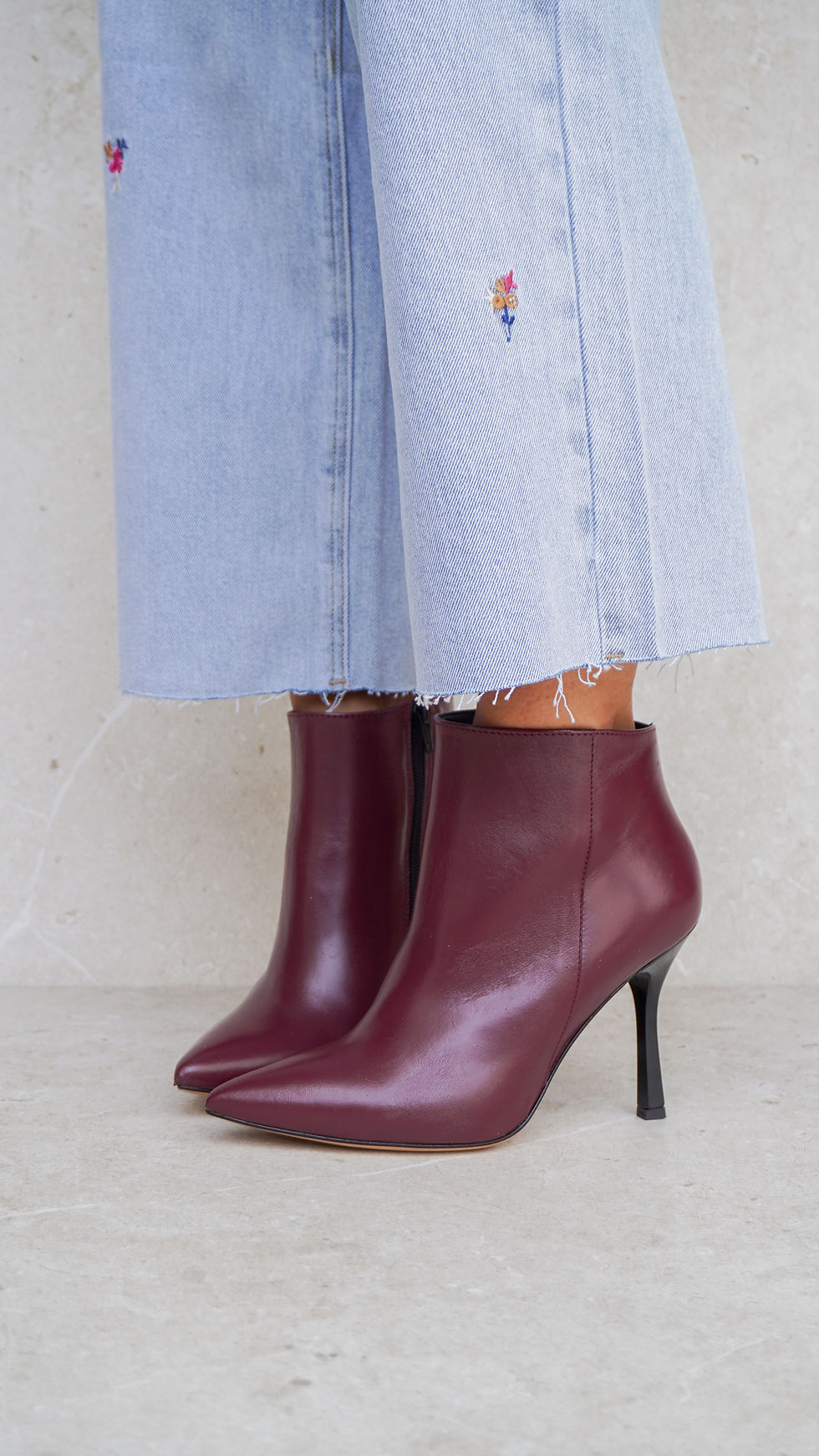 DIEGO Bordeaux | Stivaletti vera pelle bordò tacco 9 cm