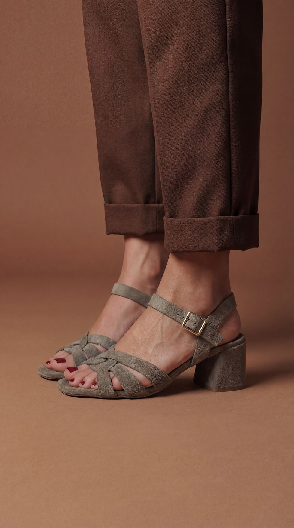 ZENO Verde | Sandali vera pelle scamosciata oliva tacco 6 cm