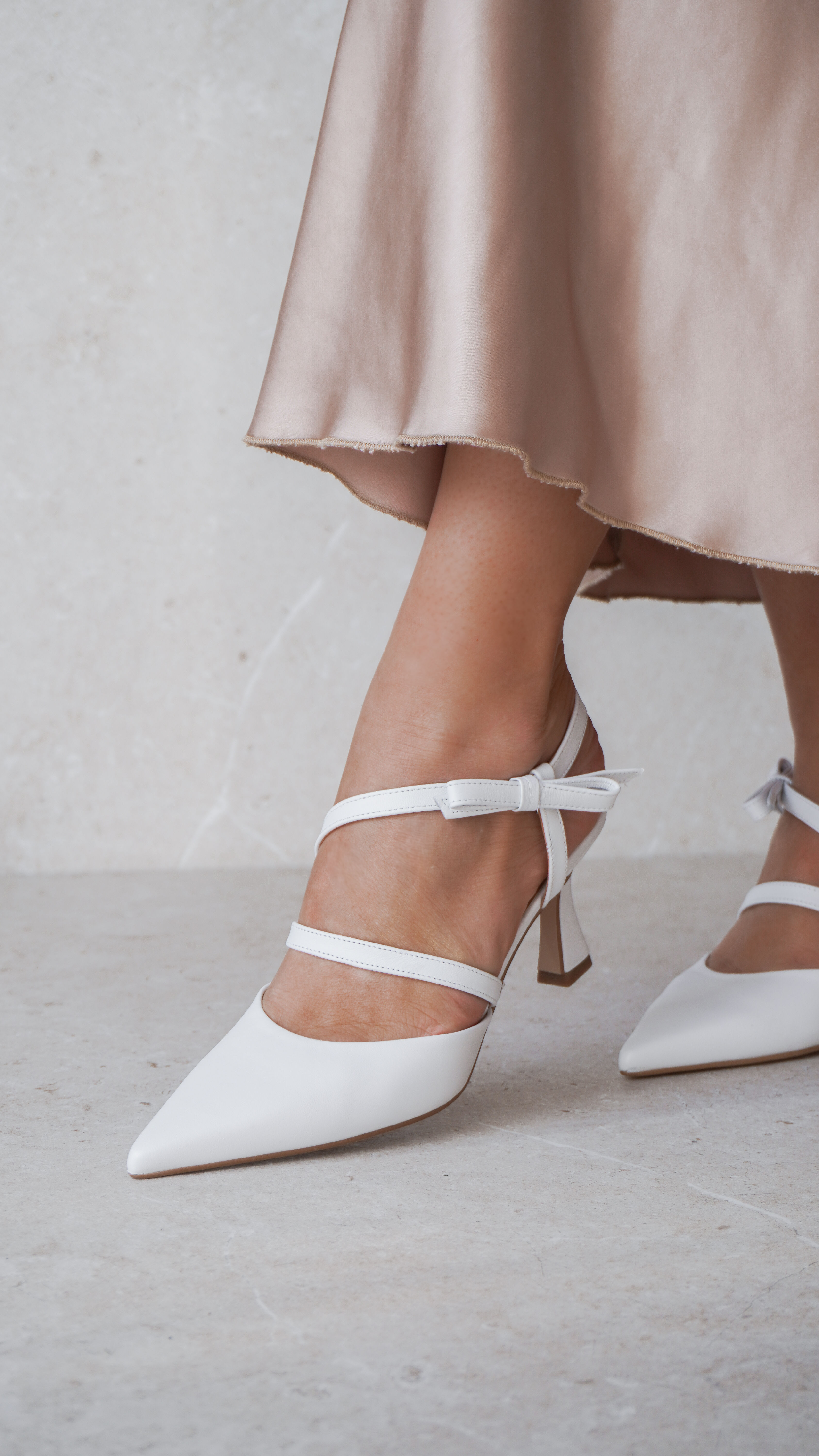 LUNA | Decolleté slingback pelle bianco tacco 7 cm