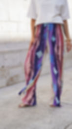 Pantalone ampio e fluido tessuto leggero multicolor