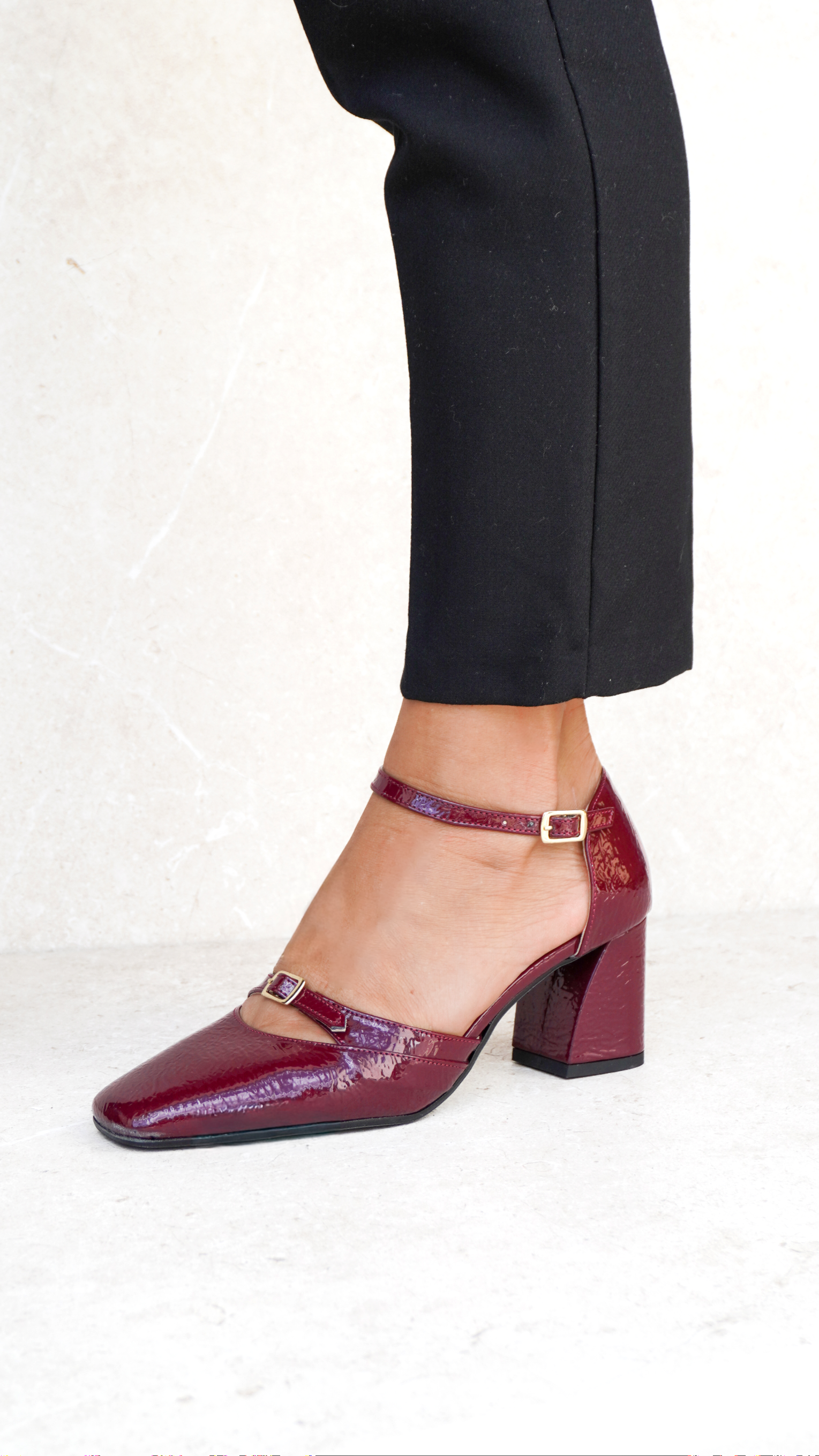 OSLO Bordeaux | Decolleté pianta larga punta quadrata bordò tacco 6 cm