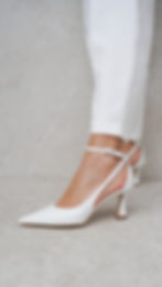 CAPRI Bianco | Decolleté vera pelle cinturino tacco 7 cm