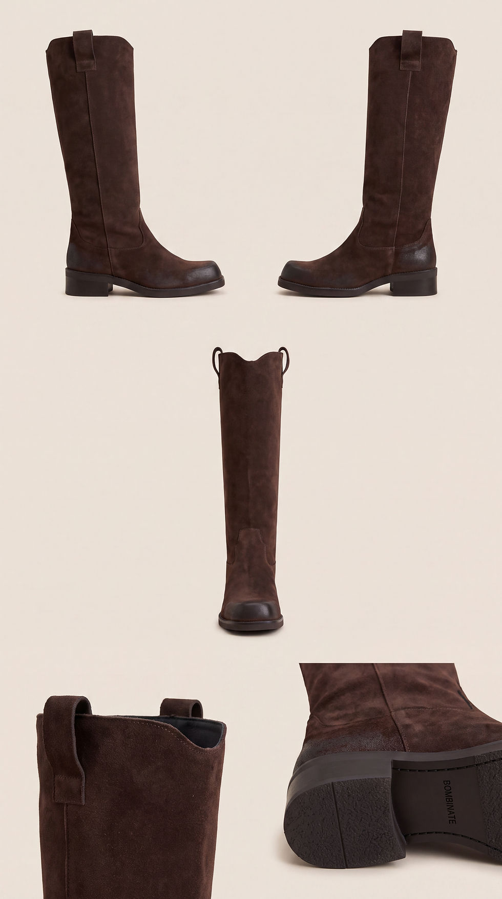 Thumbnail: LUCAS | Dark brown suede thigh-high boots with a 4 cm heel