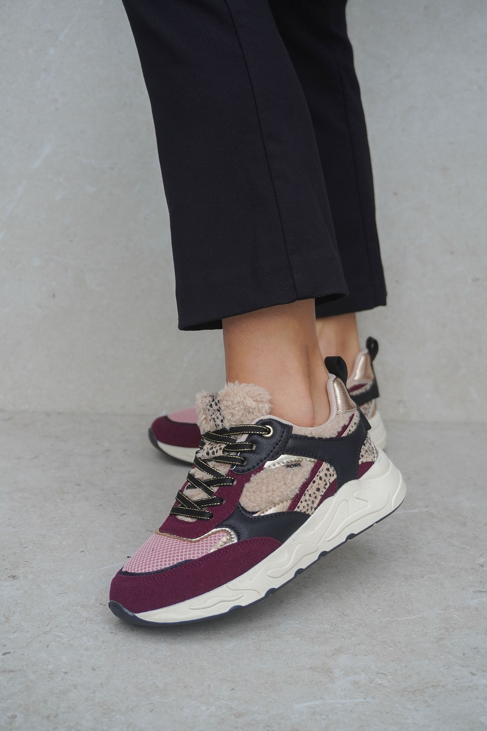 Miniaturbild: ETHAN Teddy Bordeaux | Sneakers tessuto teddy