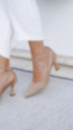 CAPRI Beige | Decolleté vera pelle camoscio cinturino tacco 7 cm