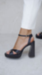 ROMA Nero | Sandali plateau vera pelle tacco 11 cm