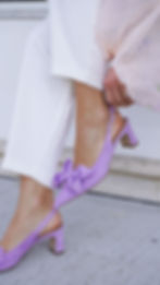 ARIA Lilla | Decolleté slingback camoscio con fiocco tacco 5 cm