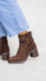 LISBOA Marrone | Stivaletti pelle camoscio cioccolato tacco largo 6 cm