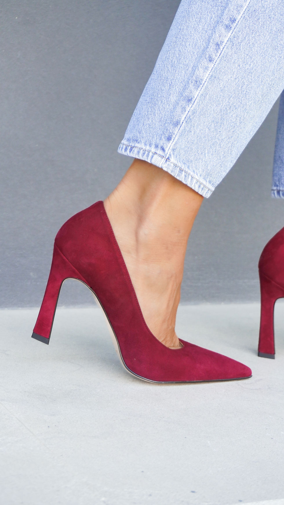 LUCA | Decolleté vera pelle camoscio bordeaux tacco 9 cm