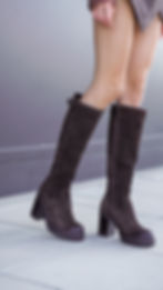 JULIAN Testa di moro | Stivali alti camoscio marrone tacco 9 cm