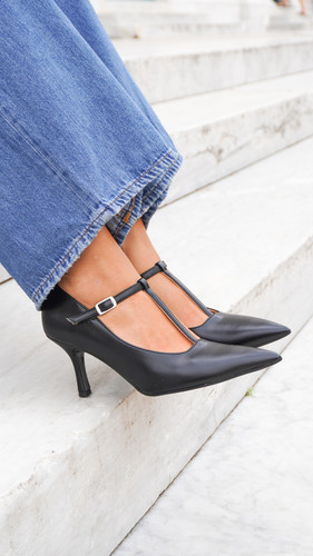 EDA Nero Decolleté pianta larga tacco cm BOMBINATE SHOES