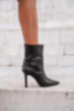 TULUM | Stivaletto pelle nero con cinturino tacco a spillo 10 cm