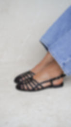 TIAGO Nero | Sandali flat vera pelle intrecciata tacco 2 cm