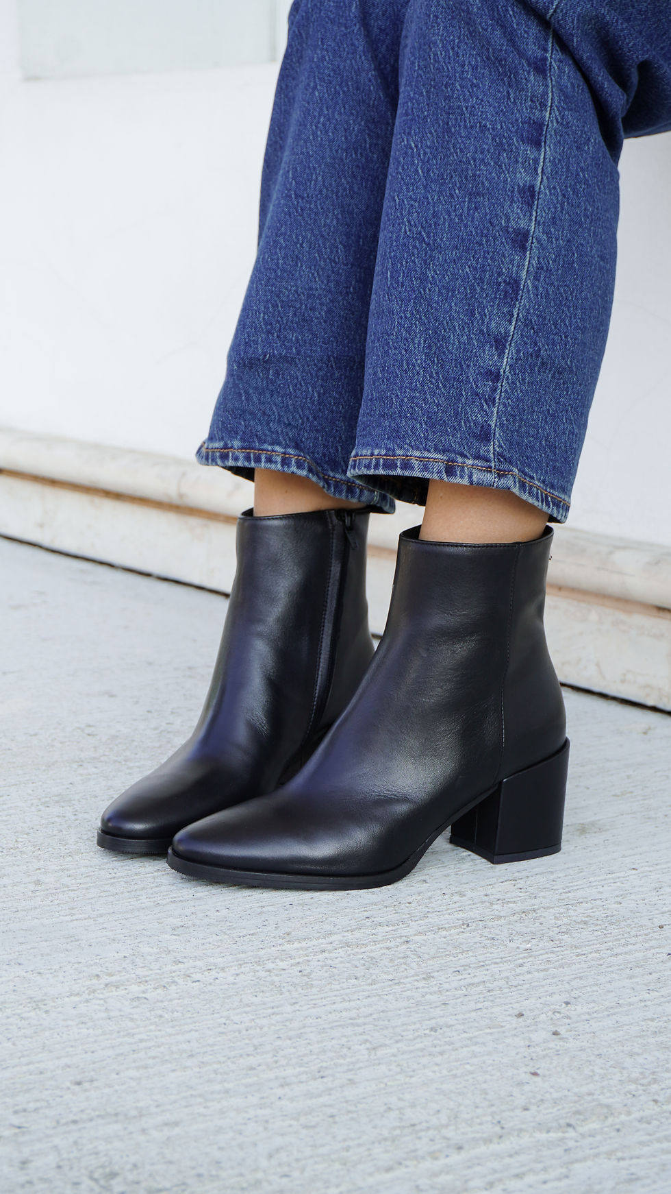 DAKOTA Nero | Stivaletti vera pelle nero punta tacco 6 cm