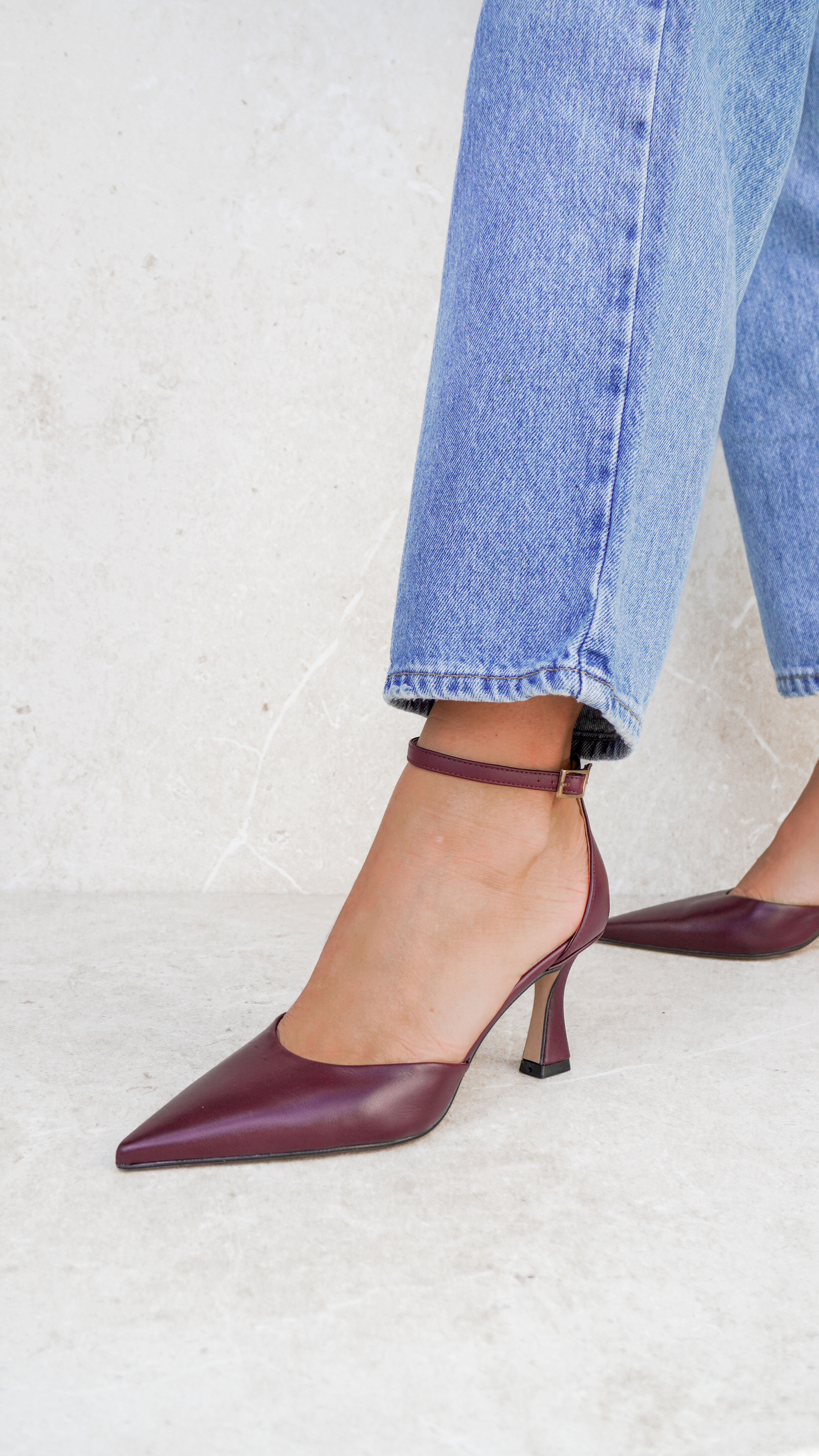 GIOIA Bordeaux | Decolleté pelle bordò tacco comodo 7 cm