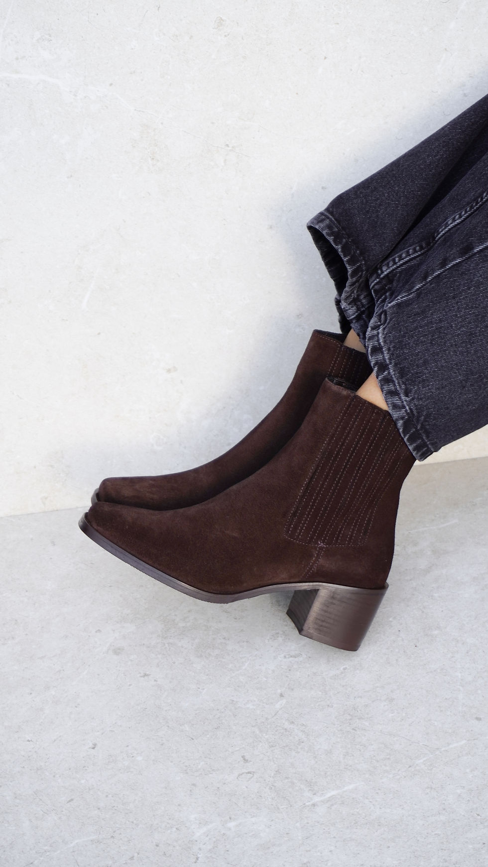 KOBE Marrone | Stivaletti vera pelle punta quadrata tacco 6 cm
