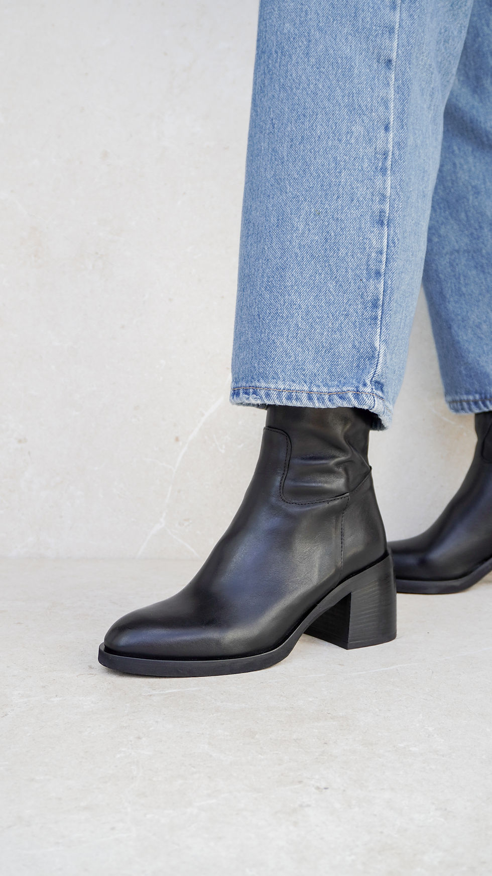 SYDNEY Nero | Stivaletti vera pelle tacco largo 6 cm