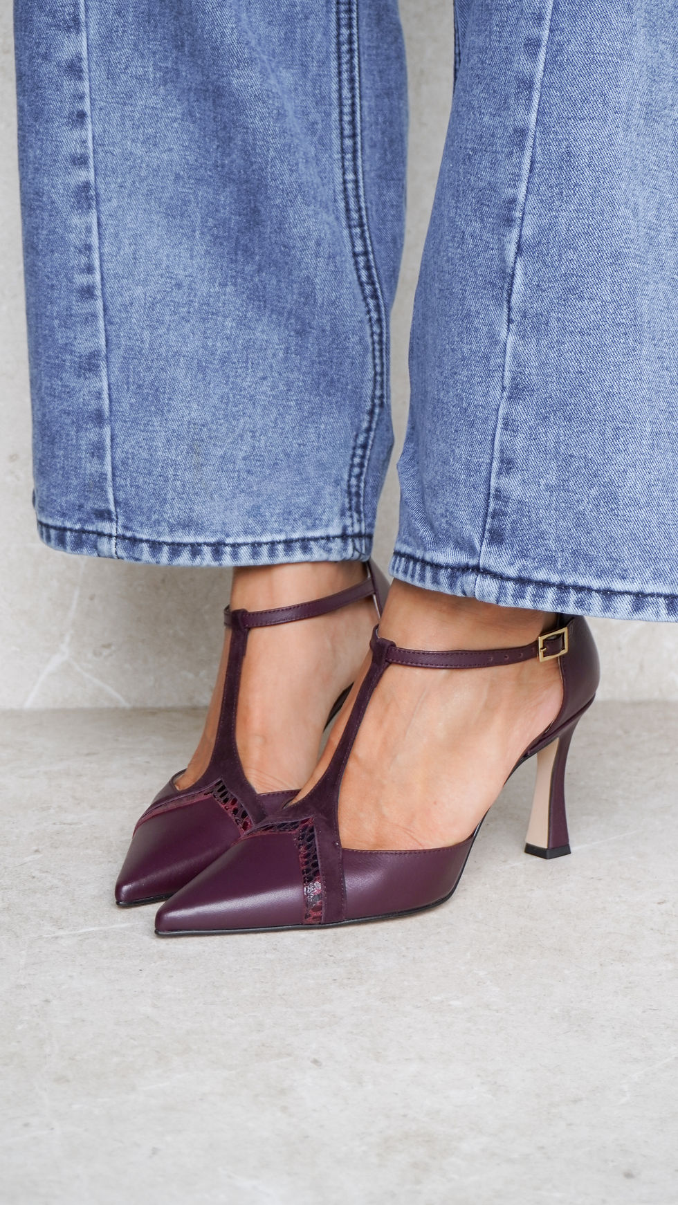 SILVIA Bordò | Decolleté vera pelle bordeaux tacco 8 cm