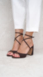 BARCELONE Marrone | Sandali camoscio tacco 8 cm