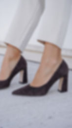 BILLIE Testa di moro | Decolleté pelle camoscio tacco largo 9 cm