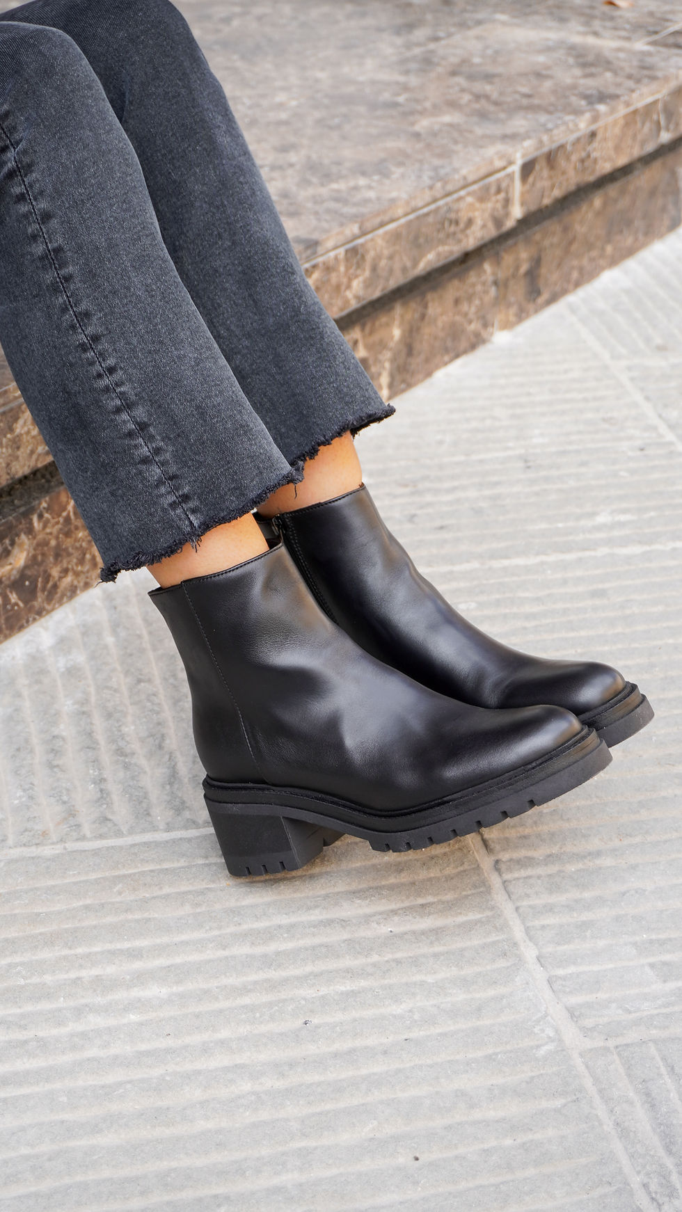 ORLANDO | Stivaletti sportivi vera pelle nero tacco 5 cm