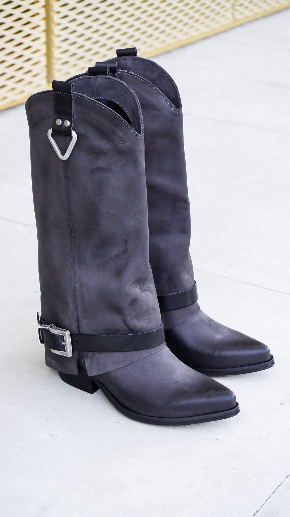 OLIVER Grey | Stivali texani pelle grigio tacco 4 cm