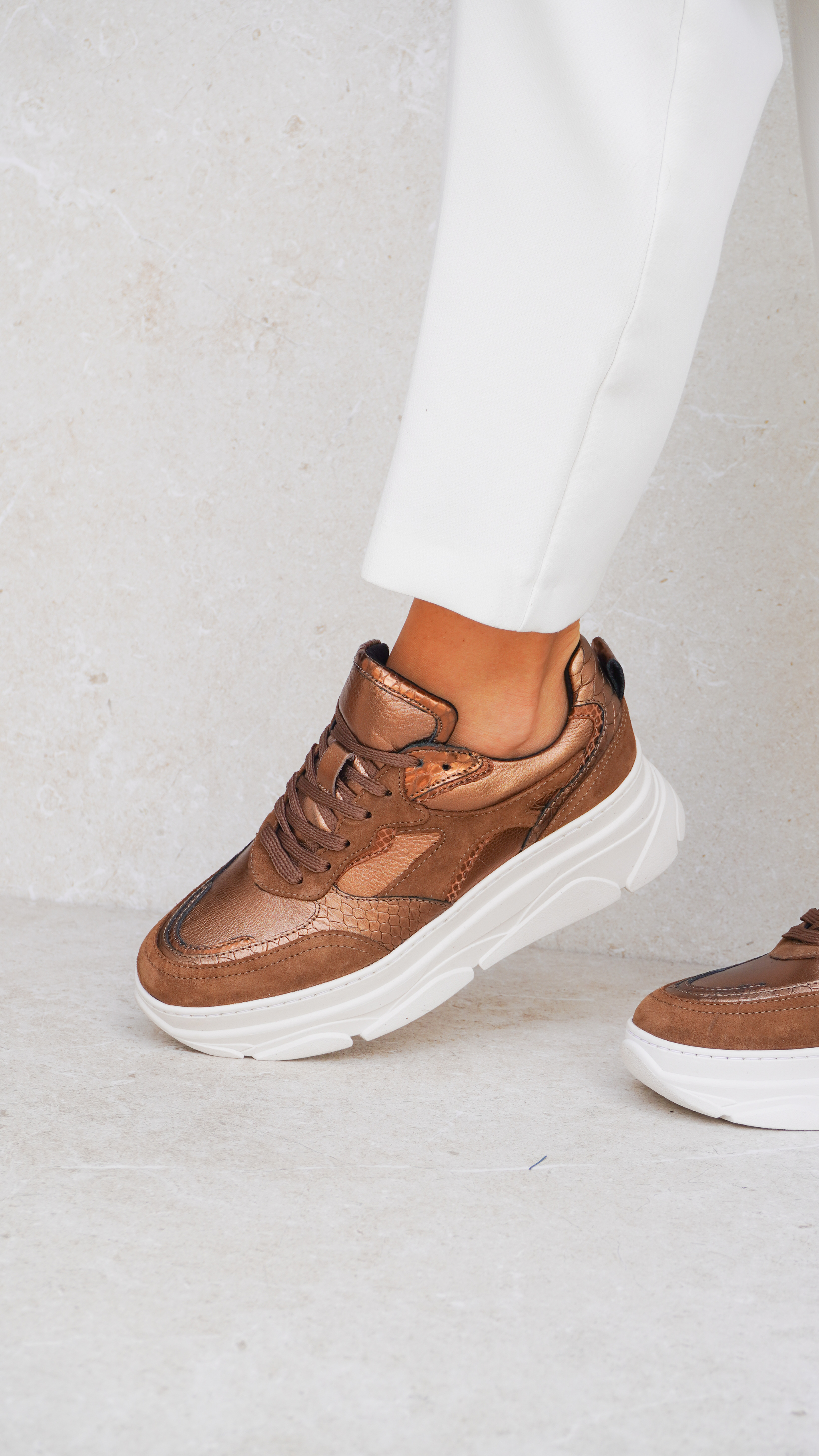 CAIRO | Sneakers in pelle marrone bronzo