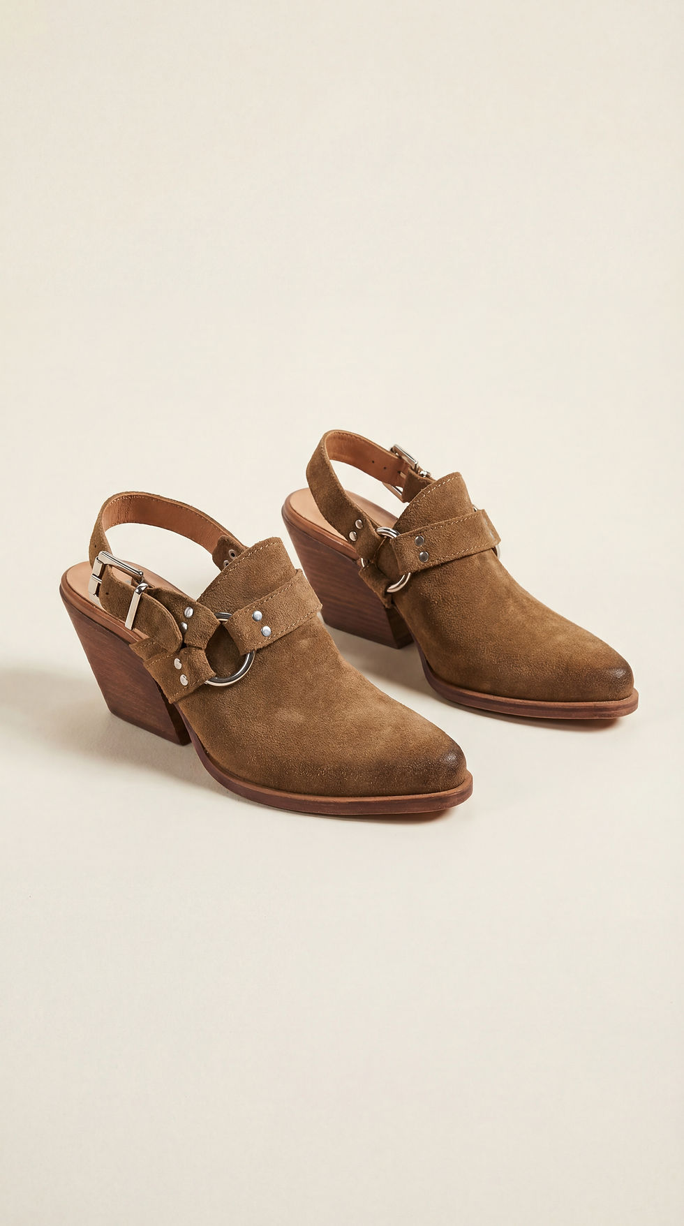 IBIZA Cuoio | Sabot vera pelle camoscio tacco 6 cm